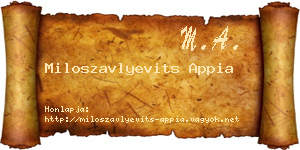 Miloszavlyevits Appia névjegykártya